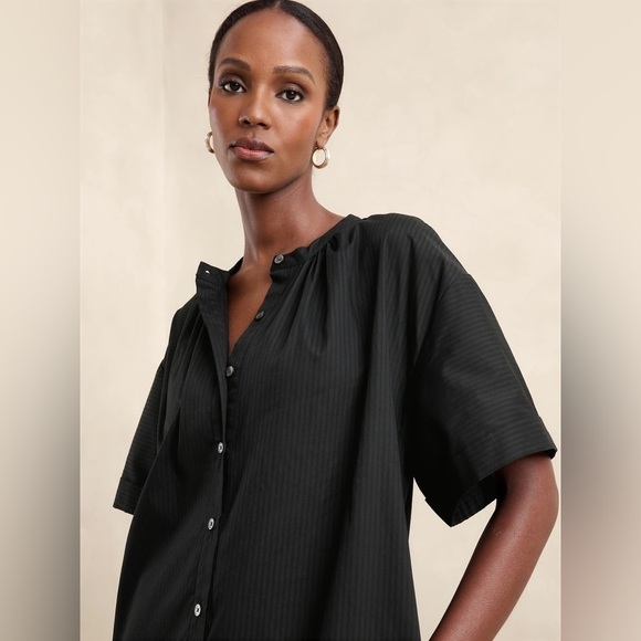 AS IS! BANANA REPUBLIC BLACK POPLIN KAFTAN MAXI DRESS - SIZE XL - Picture 3 of 5